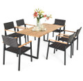 Wood and Rattan 7-Piece Outdoor Dining Set product image