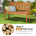 50-Inch 2-Person Solid Wood Garden Bench with Curved Backrest and Wide Armrest product image