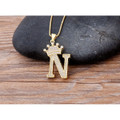 A-Z Alphabet Initial Crown Pendant Necklace product image