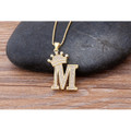 A-Z Alphabet Initial Crown Pendant Necklace product image