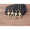 A-Z Alphabet Initial Crown Pendant Necklace product image