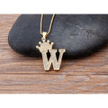 A-Z Alphabet Initial Crown Pendant Necklace product image