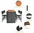 Rattan and Wood 7-Piece Bar Height Patio Dining Set product image