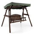 2-Person Outdoor Wooden Porch Swing with Adjustable Canopy product image