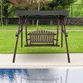 2-Person Outdoor Wooden Porch Swing with Adjustable Canopy product image
