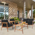4-Piece Patio Rattan Wooden Furniture Set product image