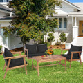 4-Piece Patio Rattan Wooden Furniture Set product image