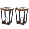 2-Tier Round End Tables with Storage Shelves & Metal Frames (Set of 2) product image