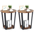 2-Tier Round End Tables with Storage Shelves & Metal Frames (Set of 2) product image