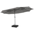 15-Foot Solar LED Double Patio Umbrella with Crank product image