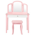 Kids' Princess Make-up Dressing Table with Tri-Folding Vanity Mirror & Chair product image