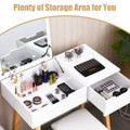 Wooden Vanity Table with Flip-Top Mirror and Cushioned Stool product image