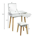 Wooden Vanity Table with Flip-Top Mirror and Cushioned Stool product image