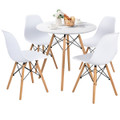 5-Piece Modern Round Dining Room Table with Solid Beech Wood Legs product image