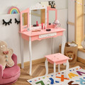 Kids' Princess Vanity Table & Stool Set with Tri-Folding Mirror & Drawer product image