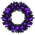 24-Inch Pre-Lit Halloween Wreath with 35 Purple LED Lights product image