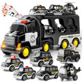 TEMI Police Truck Toys 7-in-1 Friction Power Emergency Vehicle Police Car Toy Carrier Truck Toys for Kids Ages 3+ product image