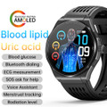 Newest Smart Watch Bluetooth Call Amoled Screen Ecg Blood Sugar Uric Acid Blood Lipid Body Temperature Radiation Level Color Black product image
