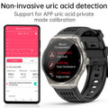 Newest Smart Watch Bluetooth Call Amoled Screen Ecg Blood Sugar Uric Acid Blood Lipid Body Temperature Radiation Level Color Black product image