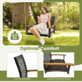 Single Rattan Porch Swing with Armrests, Cushion, & Hanging Ropes product image