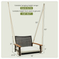 Single Rattan Porch Swing with Armrests, Cushion, & Hanging Ropes product image