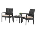 3-Piece Black Rattan Wicker Patio Furniture Set with Cushions product image
