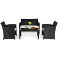 Costway 4-Piece Rattan Patio Cushioned Sofa and Table Set product image