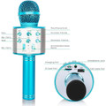 Wireless Bluetooth Kids Karaoke Microphone, 5 in 1 Portable Handheld Microphone with Adjustable Remix FM Radio for Boys Girls Birthday (Blue) product image