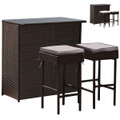 3-Piece Outdoor Rattan Wicker Bar Set with 2 Cushion Stools product image