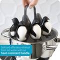 3-in-1 Egg Holder for Boiling, Storing and Serving, Penguin Shaped Poacher for Preparing Hard and Soft Eggs, Holds 6 Eggs for Boiling or Storing in the Refrigerator product image