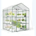 Walk-in Greenhouse with 4 Tiers & PVC Cover Roll-up Zippered Door product image