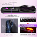 Cordless Hair Straightener Brush with 3 Setting LED Temperature Display Electric Negative Ions Ceramic Hot Comb 360 Anti-Scald Color White product image