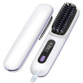 Cordless Hair Straightener Brush with 3 Setting LED Temperature Display Electric Negative Ions Ceramic Hot Comb 360 Anti-Scald Color White product image