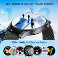 Smartwatch for Men 1.43" Touchscreen Smart Watch Answer/Make Call with  Sleep Monitor 100+ Sports Modes Fitness Tracker for Android iOS(1Pack-Black) product image