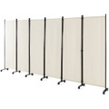 6-Panel 5.7-Foot Tall Rolling Room Divider on Wheels product image