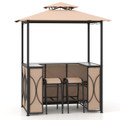 3-Piece Patio Bar Set Grill Gazebo & 2 Barstool with Tempered Glass Bar Table product image
