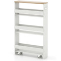 4-Tier Slim Rolling Storage Cart on Wheels with Open Shelves & Handle product image