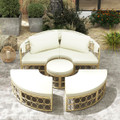 Outdoor Patio Round Daybed with Retractable Canopy and Soft Cushions product image
