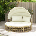 Outdoor Patio Round Daybed with Retractable Canopy and Soft Cushions product image