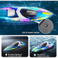 RC Boat for Kids 8-12,  Fast Remote Control Boat with LED Lights, 2.4G RC Electric Boats Pool and Lakes Toys for Adults (Transparent Blue) product image
