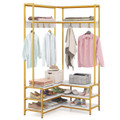 Corner Garment Rack with Open Shelves and 7 Hooks & Shoe Bench product image