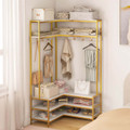 Corner Garment Rack with Open Shelves and 7 Hooks & Shoe Bench product image