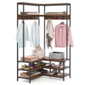 Corner Garment Rack with Open Shelves and 7 Hooks & Shoe Bench product image