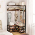 Corner Garment Rack with Open Shelves and 7 Hooks & Shoe Bench product image