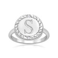 Initial Diamond Pinkie Ring in Sterling Silver product image