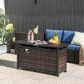 45-Inch Propane Rattan Firepit Table with Glass Stones & Protective Cover product image