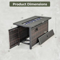 45-Inch Propane Rattan Firepit Table with Glass Stones & Protective Cover product image