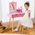 Kids Vanity Table Chair Set with Mirror product image