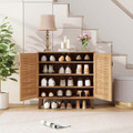 2-Door 4-Tier Shoe Cabinet Storage Organizer with Ventilated Woven Doors product image