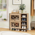 Rustic Shoe Cabinet with Flip-up See-through Doors & Adjustable Shelves product image